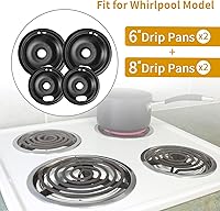 Vista 38 de W10196405 W10196406 - Sartenes de goteo para estufa eléctrica, compatibles con Whirlpool Electric Range-Thickening para evitar doblado, juego de 4