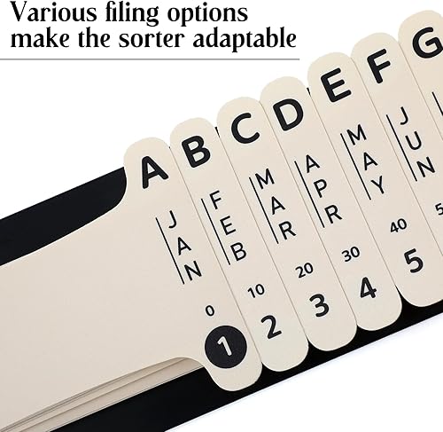 Miniatura 6 de PerKoop 1 juego de clasificador de documentos de plástico multiusos, organizador de archivos alfabético, compacto y vertical que ahorra espacio para