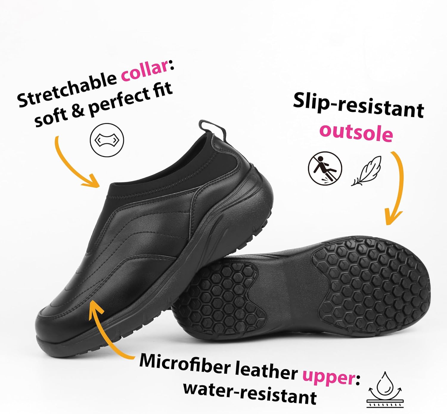 Hawkwell Women's Slip On Lightweight Nursing Shoes Slip Resistant Comfortable Medical Work Shoes