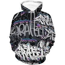 Mens 3D Print Hip-hop Graffiti Graphic Hooded Sweatshirts Cool Hoodies Novelty Pullover