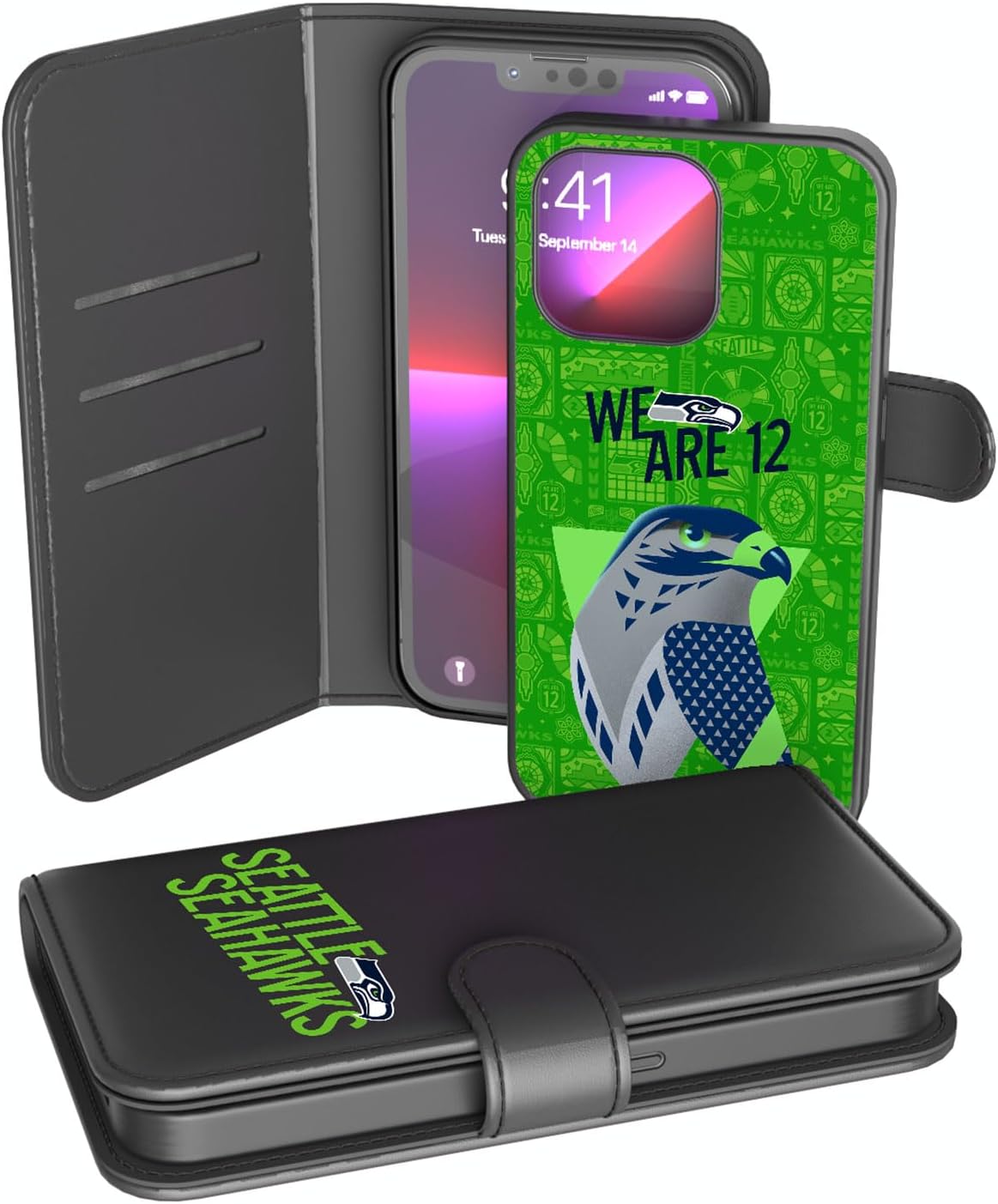 Keyscaper Black Minnesota Vikings Wallet Case for iPhone