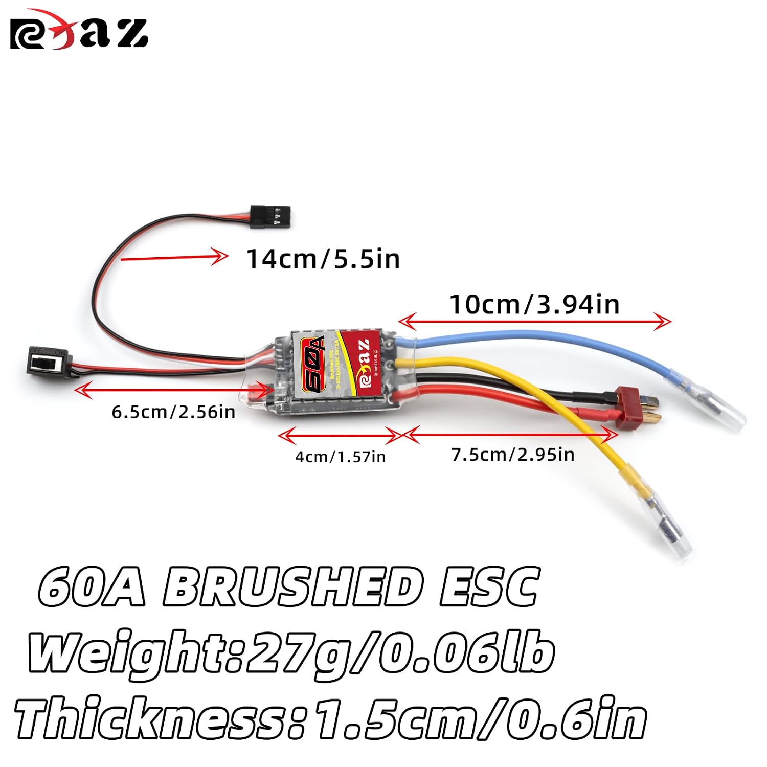 Brushed Power Combo 390 28T Motor 60/320A ESC BEC 6V/2A Splash-Proof for 1/10 1/16 1/18 RC Buggy Car Traxxas LaTrax Teton Rally Desert Prerunner Losi Mini-T 2.0 LMT 4WD, RC Drift Buggy Truck Car