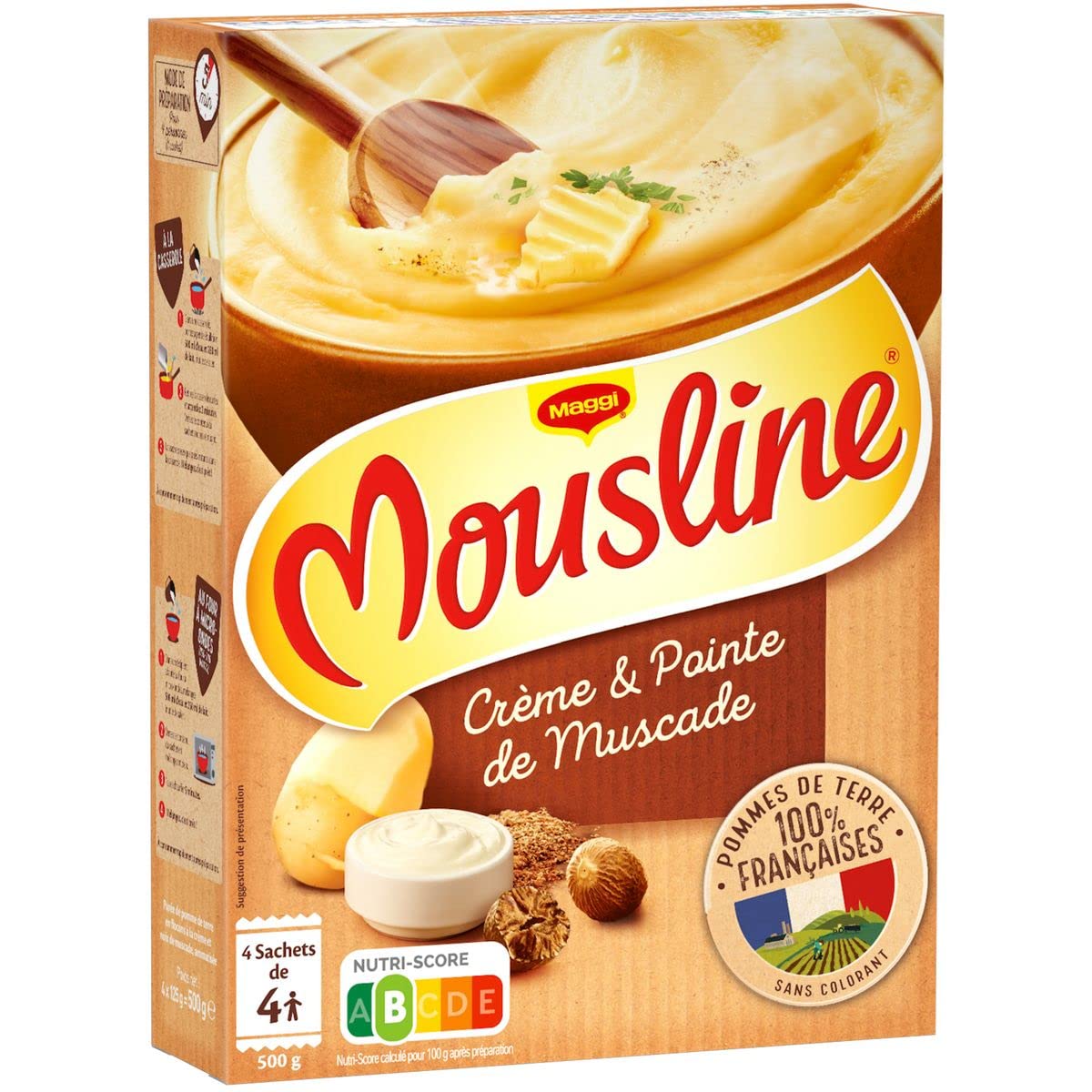 Lot de 3 unités *** MOUSLINE Purée à l'ancienne à la crème et noix de muscade 4x4 personnes 4x125g