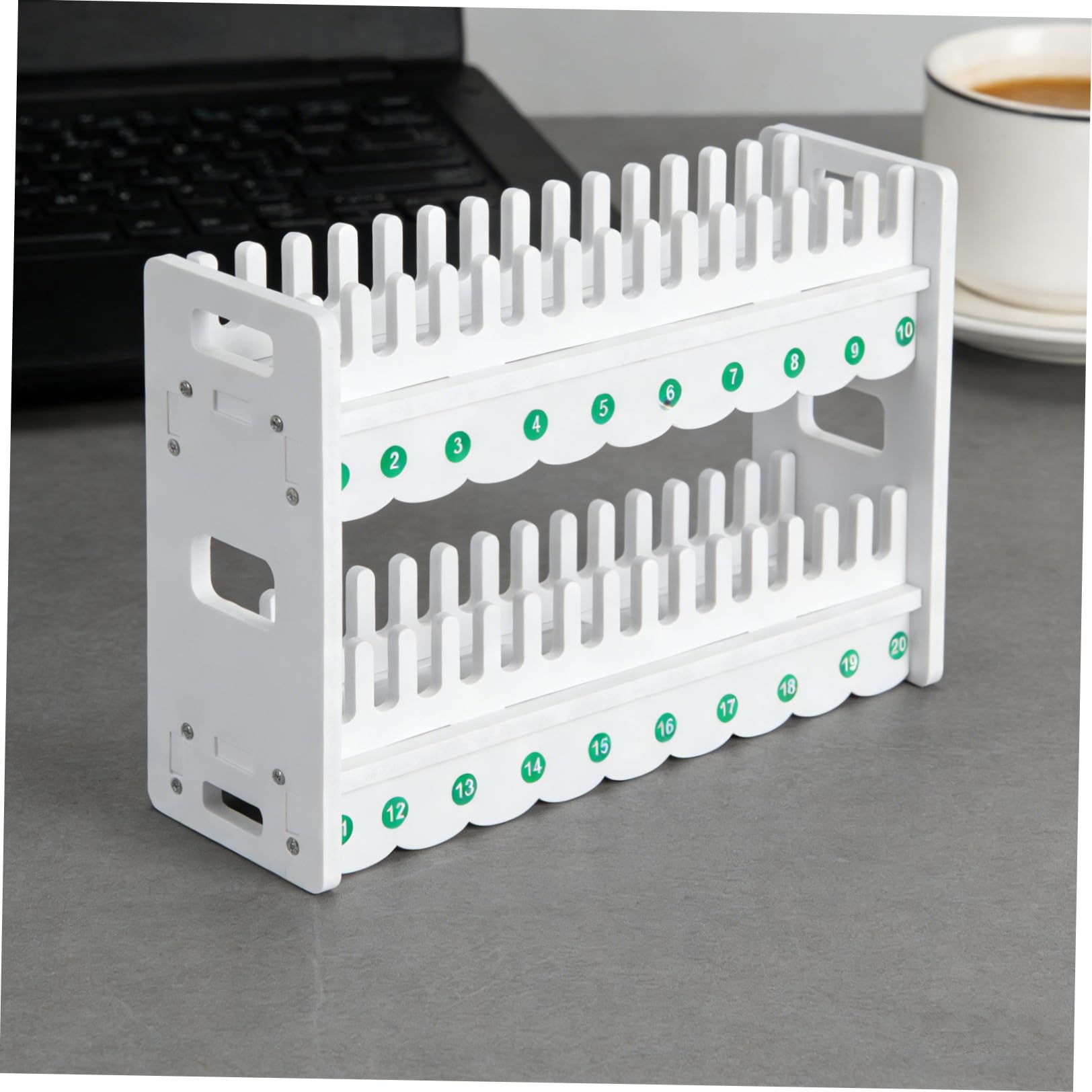 Generico Supporto Livelli in per a Cellulare Legno da e Scrivania Bianco 2 15 Scomparti, Organizer Multifunzione Stabile Smartphone e Dispositivi, per Ufficio e Casa