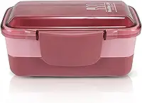 Marmita 2 Divisorias Vasilha Esquenta Fitness Congelar Pote Cor:Rosa