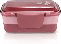 Marmita 2 Divisorias Vasilha Esquenta Fitness Congelar Pote Cor:Rosa