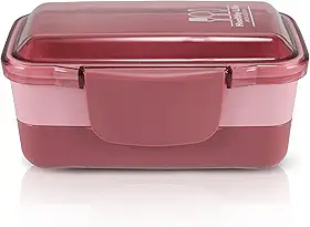 Marmita 2 Divisorias Vasilha Esquenta Fitness Congelar Pote Cor:Rosa