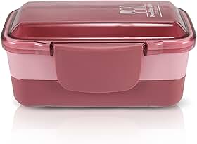 Marmita 2 Divisorias Vasilha Esquenta Fitness Congelar Pote Cor:Rosa