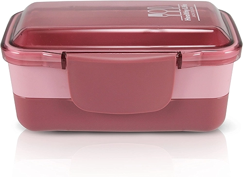 Marmita 2 Divisorias Vasilha Esquenta Fitness Congelar Pote Cor:Rosa