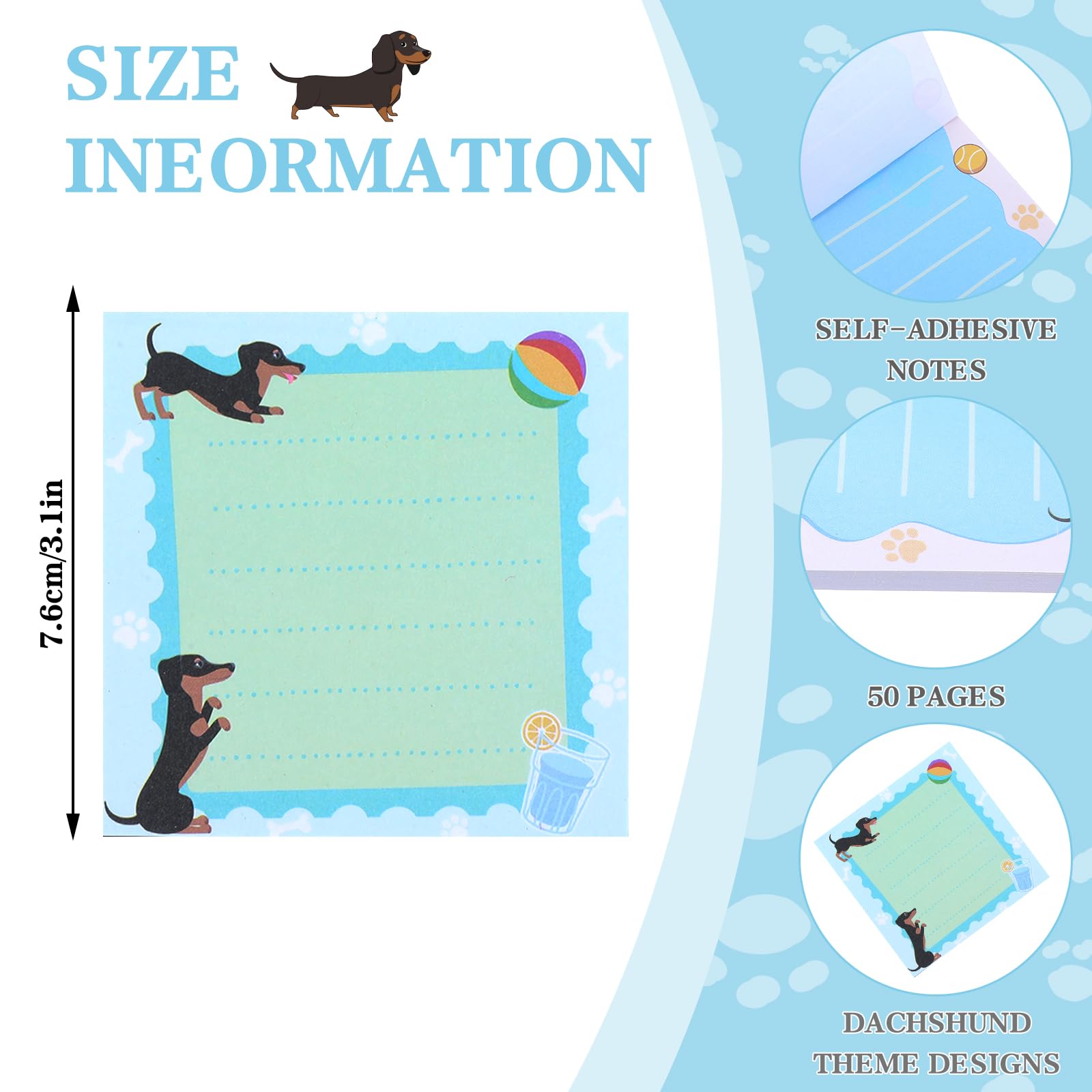9 Pads Dachshund Sticky Notes - Image 2