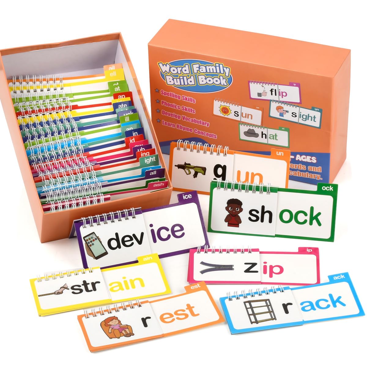 OctBird 30 Read and Rhyme Flip Books, Talking Flash Cards with 287 Words, Educational Toys, Phonics Games, Spelling Games, Pre School Learning Toys, Word Building Flash Cards