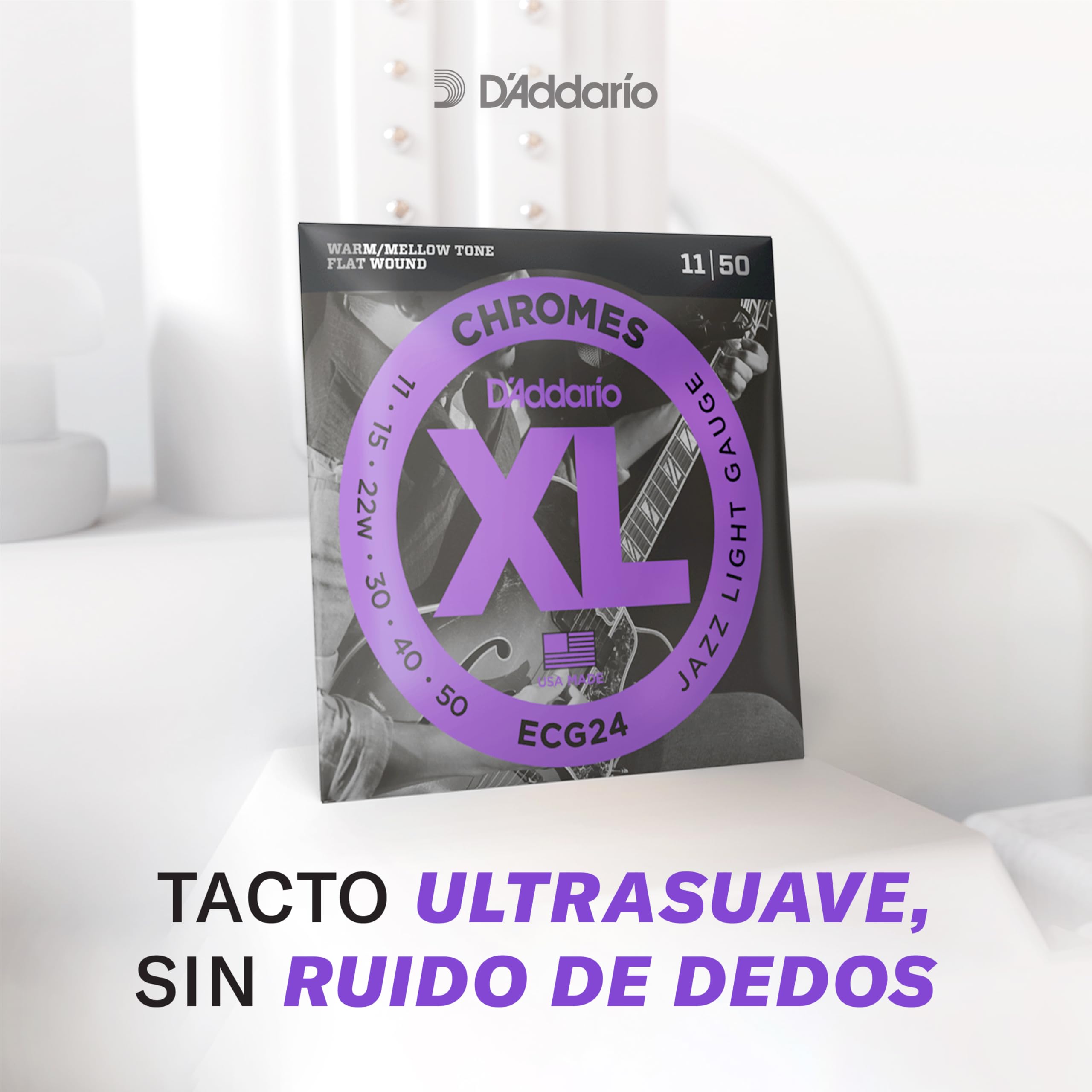 Cuerdas D'Addario para guitarra baja, XL Chromes Flat Wound, ECB81-5SL, calibre normal ligero 45-132, escala superlarga, juego de 5 cuerdas, paquete de 1