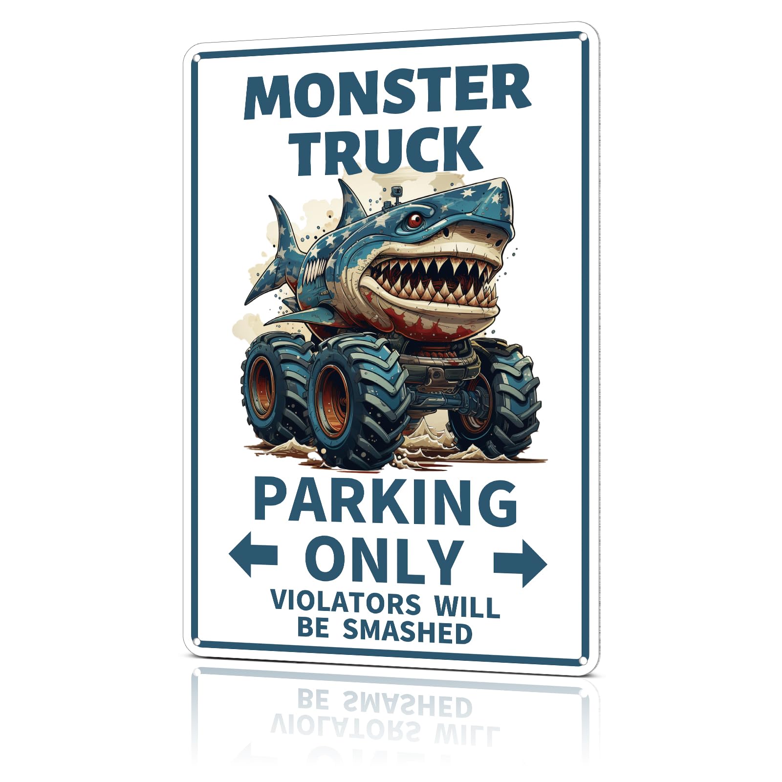 Azppan Boys Room Decor Monster Truck Parking Only Metal Tin Sign Bedroom Wall Decorations Birthday Party Accessories Signs Posters Gifts for Kids 8X12