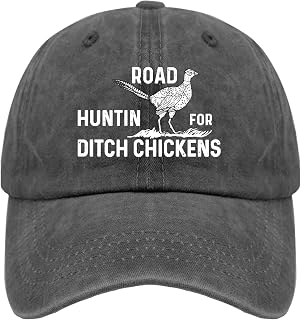 Road Hunting for Ditch Chickens Hat Mens Cap Pigment Black Dad Hat Gifts for Women Running Caps