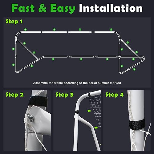 Miniatura 5 de Portería de fútbol portátil de 12 x 6 pies, marco de acero resistente con red para juego de fútbol en el patio trasero, deportes al aire libre,