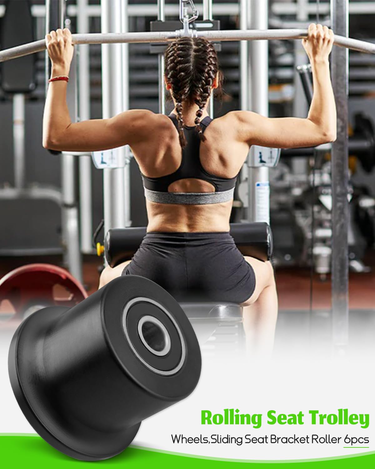 6 Rolling Seat Trolley Wheels, Sliding Seat Bracket Roller, Fit for Pr1000, Elite, Bowflex Home Gym Blaze, Schwinn Comp, Classic, Motivator2, Sport, Conquest, Ultimate2