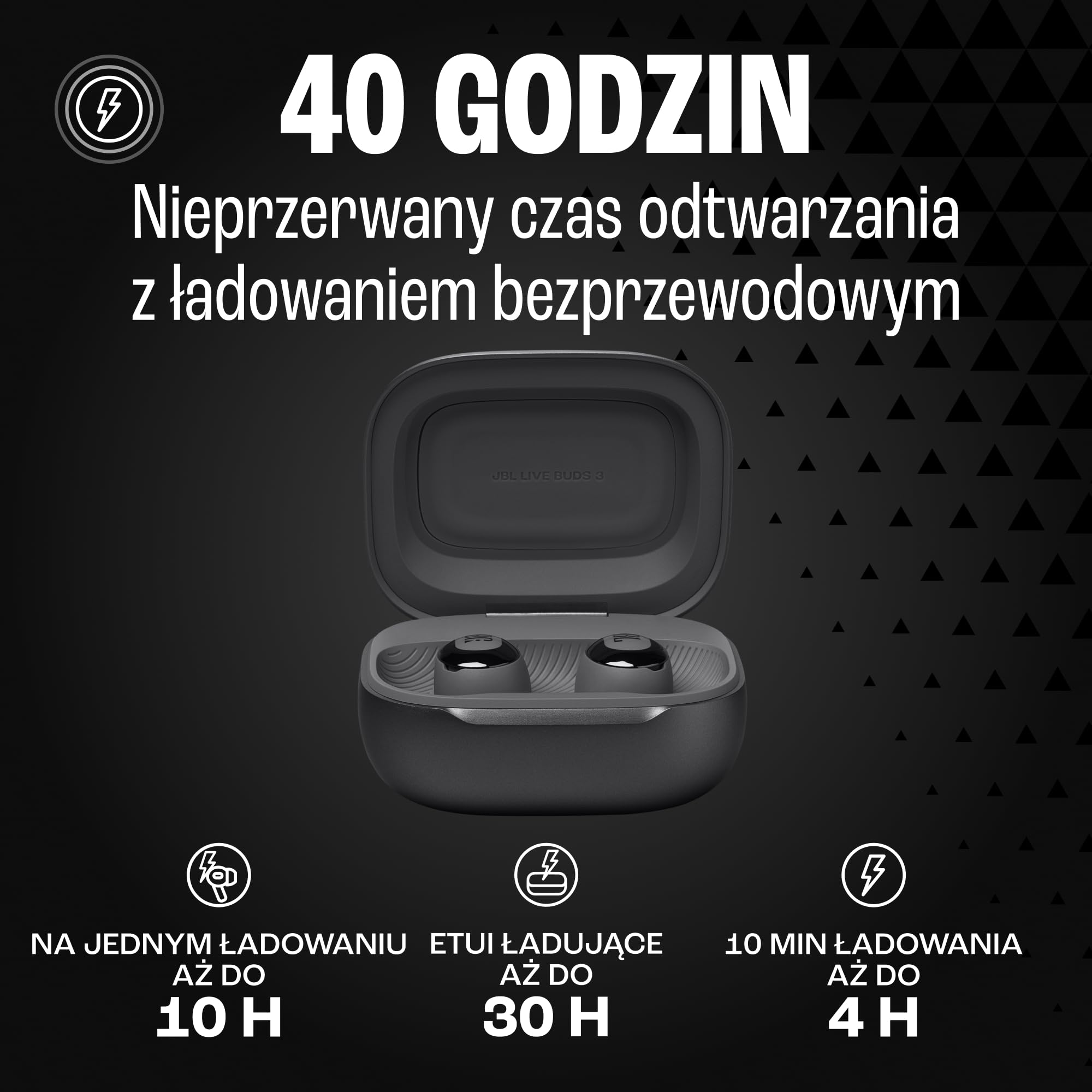 JBL Live Buds 3, Słuchawki Bezprzewodowe Douszne z Bluetooth, 40 h Pracy na Baterii, ANC i Dźwiękiem o Wysokiej Rozdzielczości, Wodoodporne IP55, Czarne