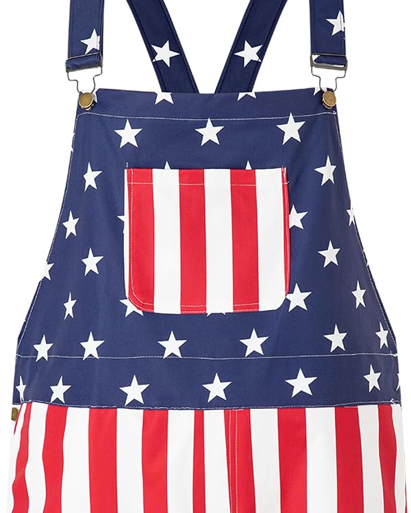 PROMOTED TO BIG SISTER Women's American Flag Overalls 4th of July Stars and Stripes Bib Overalls Patriotic Casual Jumpsuit (M) by PROMOTED TO BIG SISTER - Used condition - Image 3