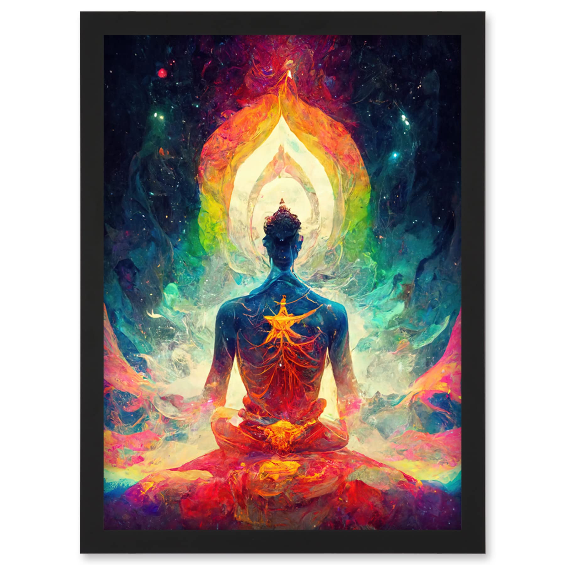 Doppelganger33 LTD Ethereal Seven Chakra Meditation Astral Artwork Framed Wall Art Print A4