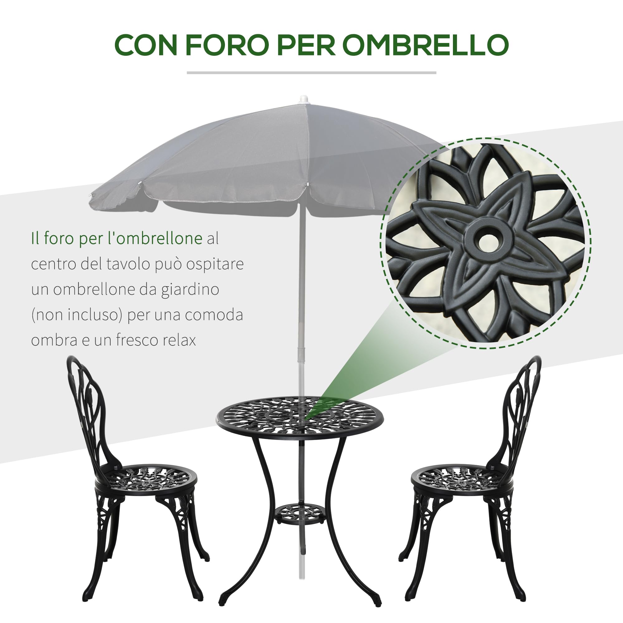 Adattatore Per Ombrellone Da Tavolo - 2 Cunei Conici In Silicone Nero Per Stabilizzare Aste Da 1,5" Su Fori Da 2" A 2,6"
