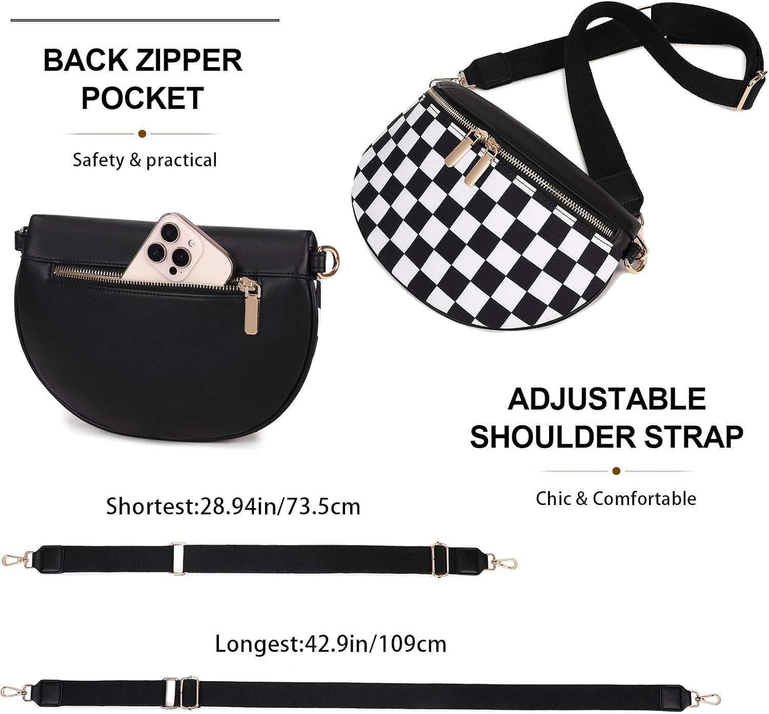 Eslcorri Small Crossbody Sling Bag for Women Trendy - Fanny Packs Leather Chest Belt Bum Bag Anti Theft Purse for Travel - Image 5