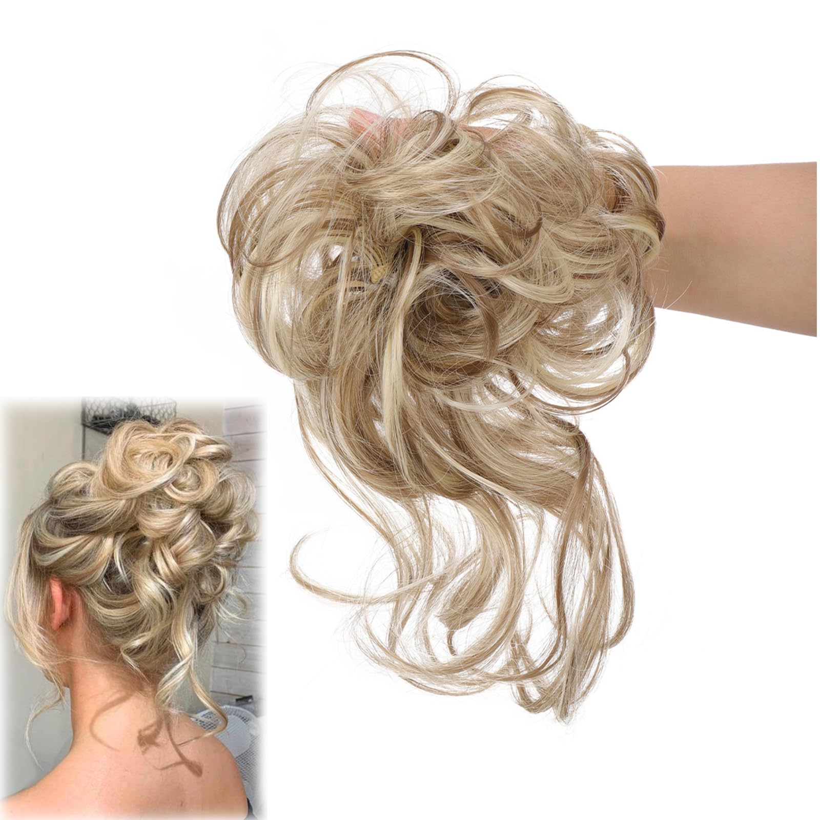 SSKHE Messy Bun Hair Piece for Women Messy Bun Real Hair Hair Bun Tousled Updo Elastic Hair Bun Hair Piece for Women Synthetic Messy Hair Bun Donut Accessories Scrunchies (Brilliant Brown)