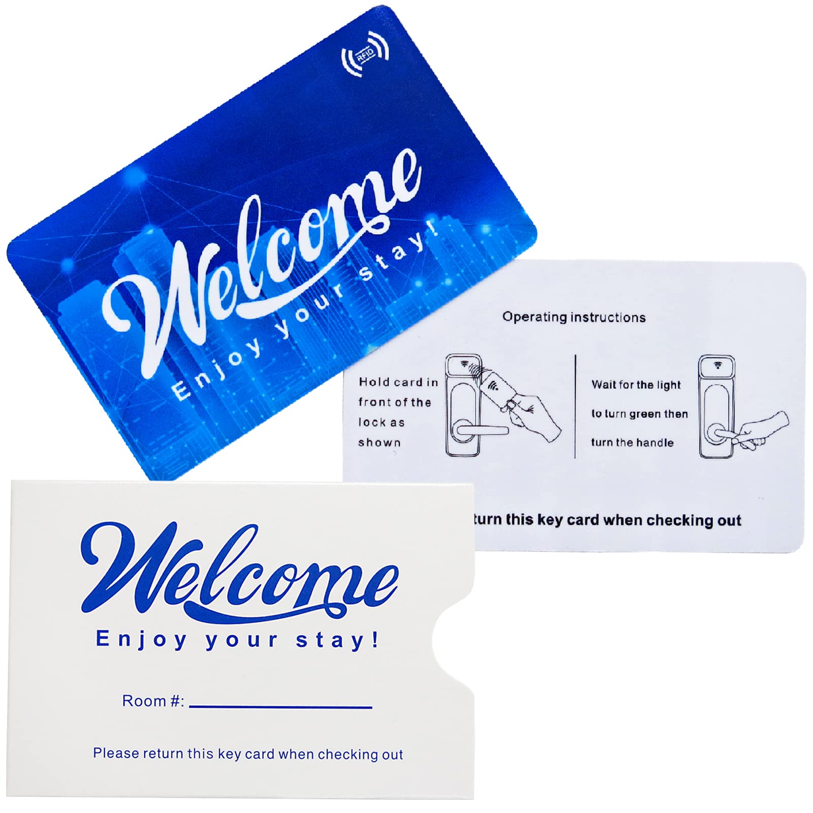 GialerHotel Motel RFID Contactless Key Card with Envelopes Sleeve Welcome Enjoy Your Stay Compatible with SAFLOK, KABA, ONITY, Miwa, ILCO and SECURELOX(10 Pack Cards+10 Sleeves)