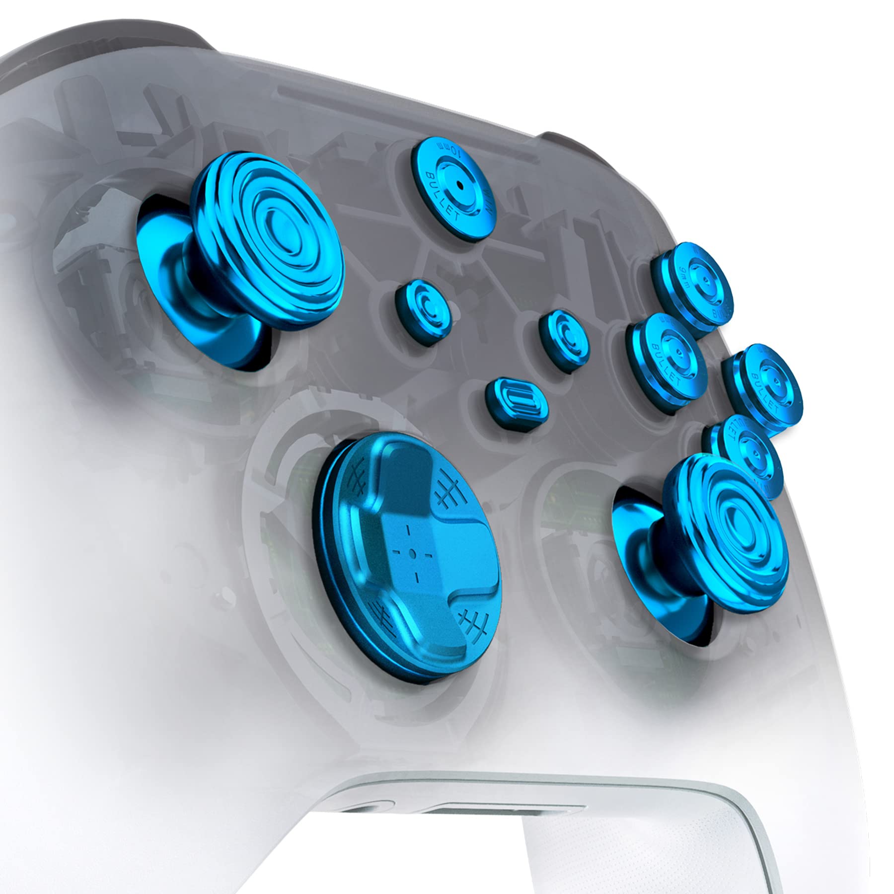 eXtremeRate Tasti Levette Analogiche in Metallo per Xbox Series X S Controller,11 in 1 D-pad Pulsante ABXY Analogici Thumbsticks in Alluminio per Xbox Series S X Joystick Model 1914-Blu