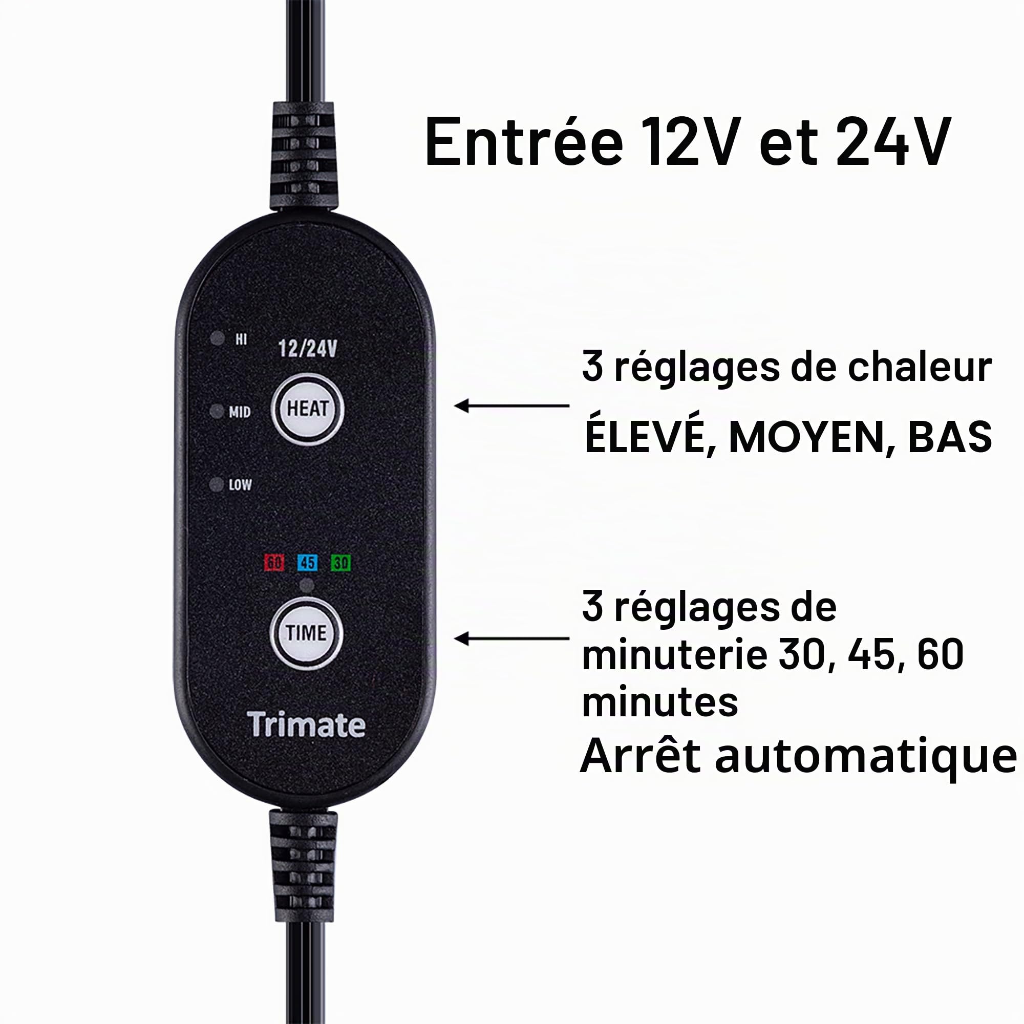Couverture chauffante électrique en Peluche 3 réglages de Chaleur, arrêt Automatique, Lavable, 140 x 101,6 cm, se Branche sur Les Voitures 12 V et Les camions 24 V OuIdéal pour Temps Froid
