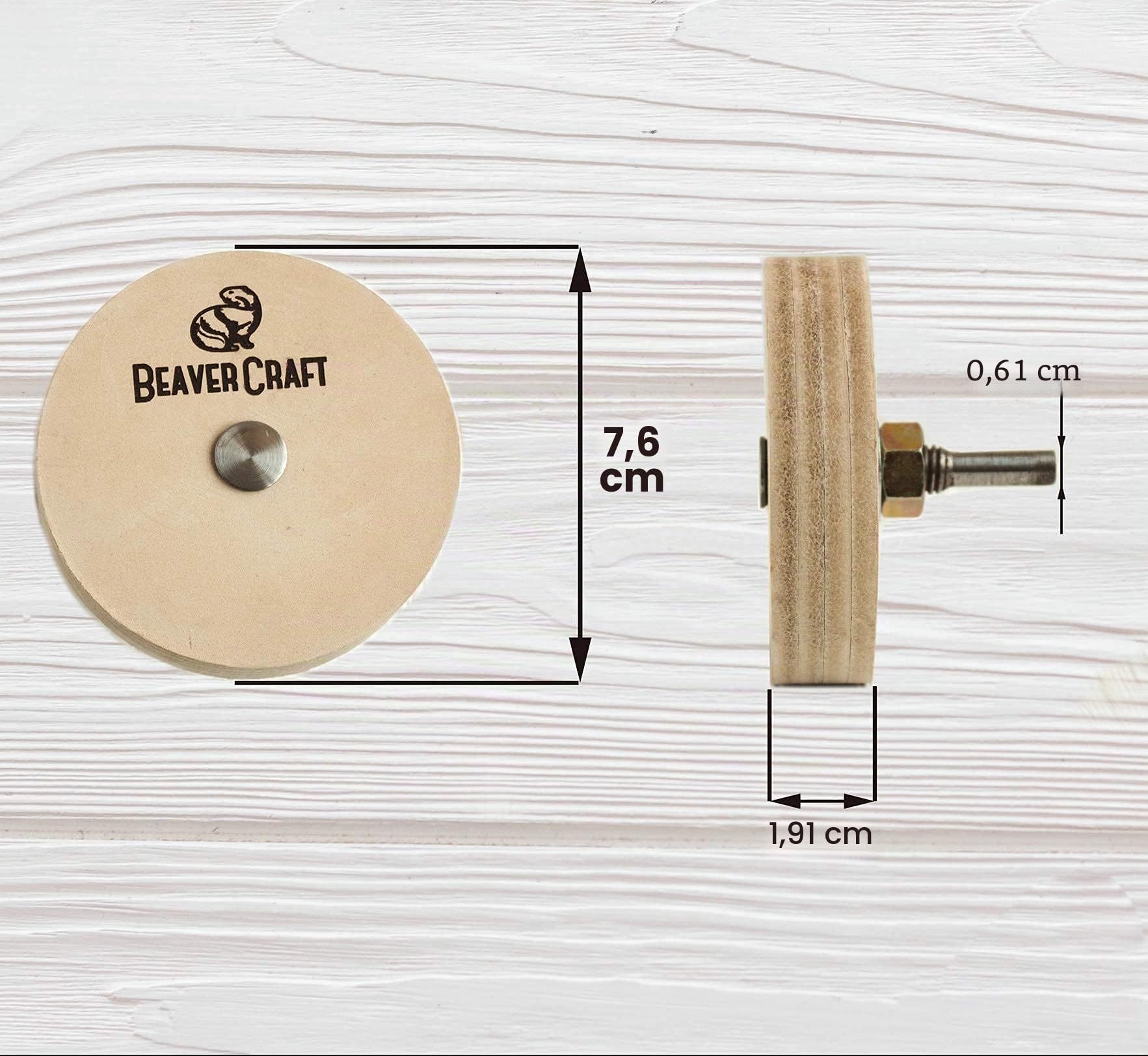 BeaverCraft PW1 Ruota in Pelle per Affilatura e Lucidatura | Kit Ruota per Coltelli, Scalpelli e Strumenti per Intaglio