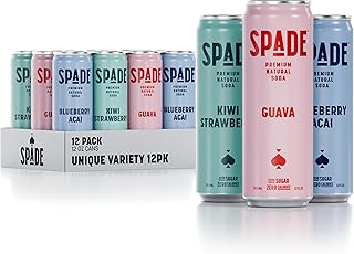 Spade Soda Unique Variety 12 Pack, Premium All-Natural, No Sugar, No Calories, Electrolytes, Magnesium, Potassium, Healthy Non GMO, Sweet Quality Stevia, No Artificial Sweeteners, Great Taste, Bold Taste