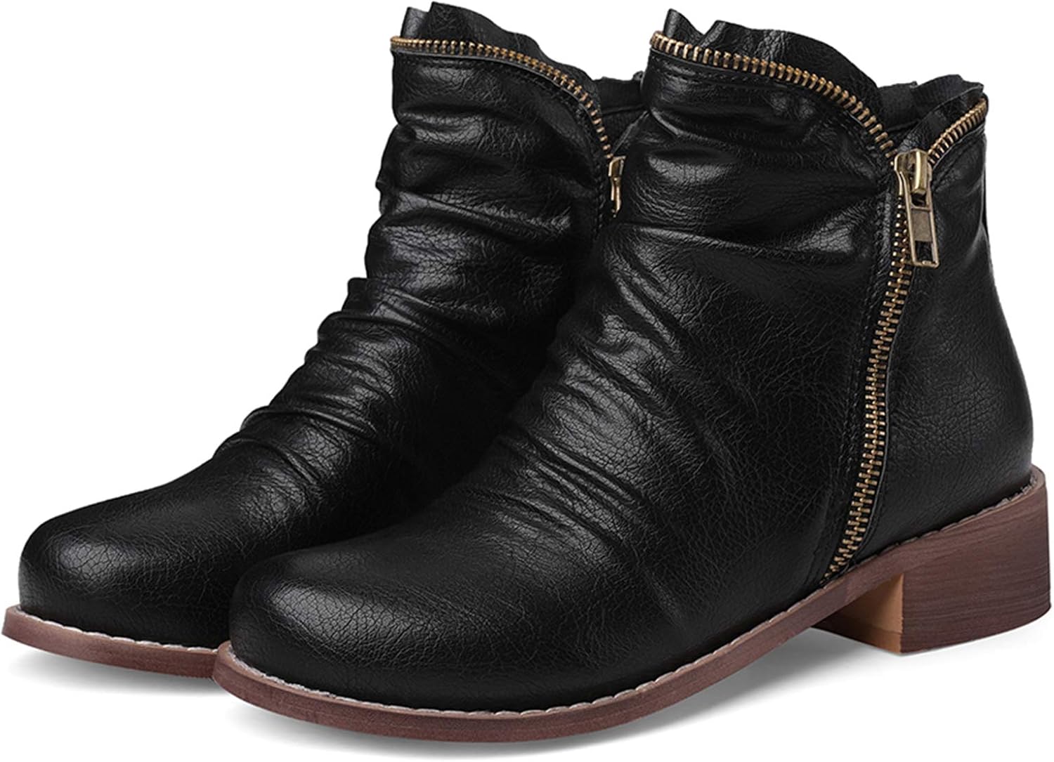 Women Boots with Zipper and Block Heel