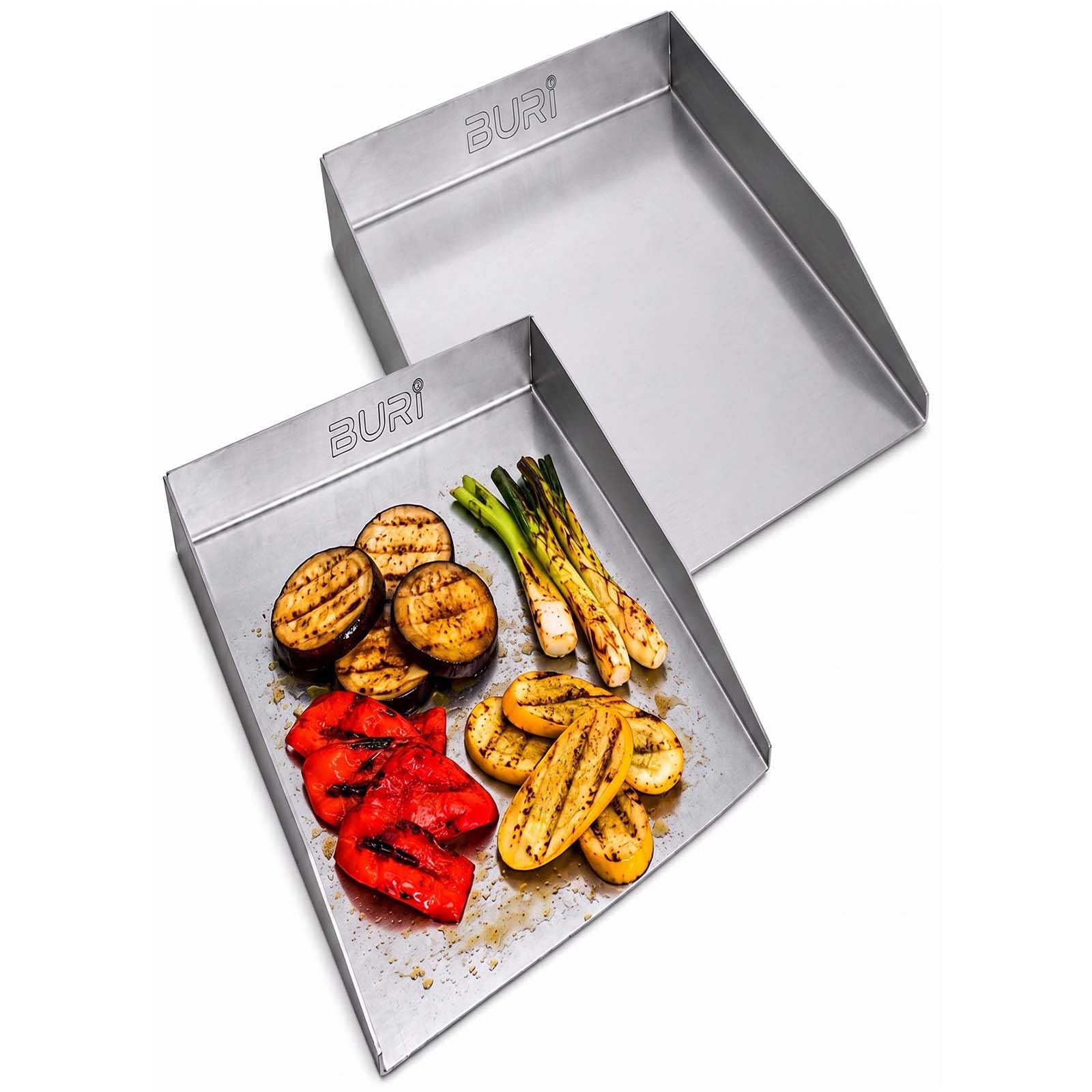 Piastra da 2 pezzi, 30 x 20 cm, bordo reversibile, compatibile con barbecue a sfera Weber 57