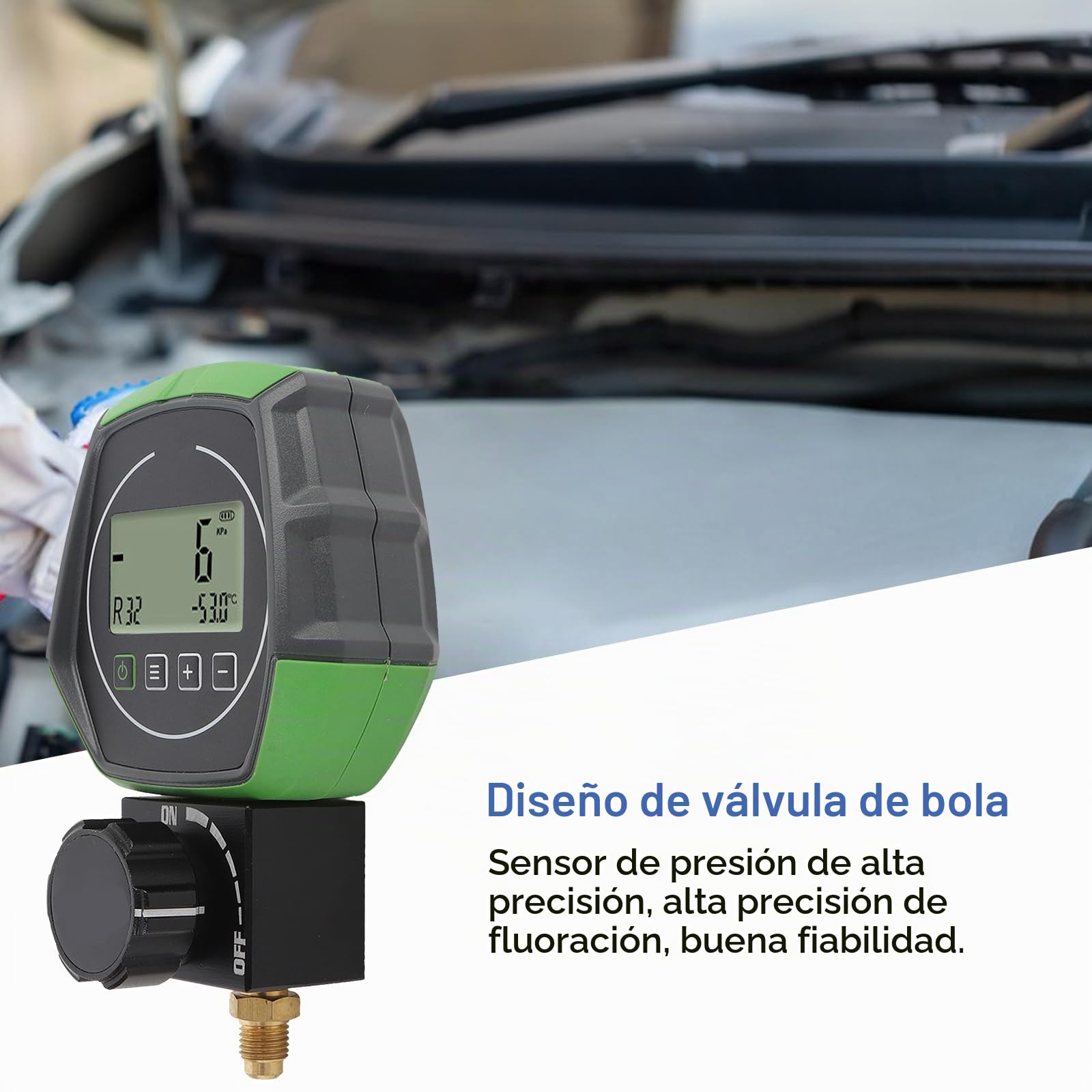Medidor de Vacío Digital, Probador de Medidor de Vacío HVAC, Diseño de Válvula de Bola de 0-6000kPa, Ventana de Visualización HD, Alta Precisión para Mantenimiento e Instalación