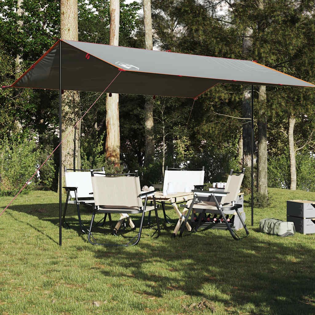 Telone da campeggio grigio e arancione, 400 x 294 cm, impermeabile, telo per tenda protezione solare per esterni, campeggio, escursionismo, amaca 94666