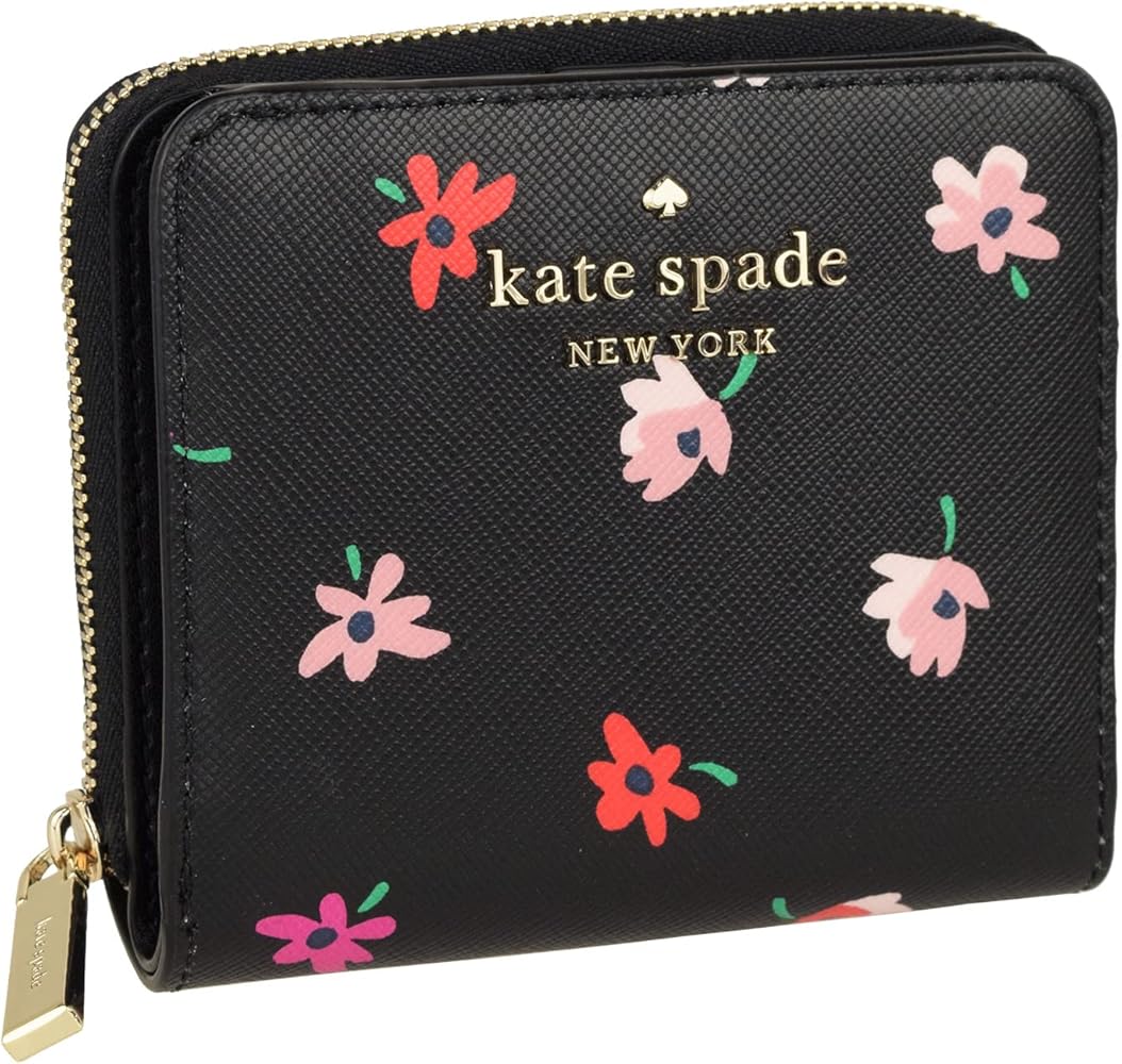 ブルー×レッド 【新品未使用】ケイトスペード 2つ折り財布 花柄