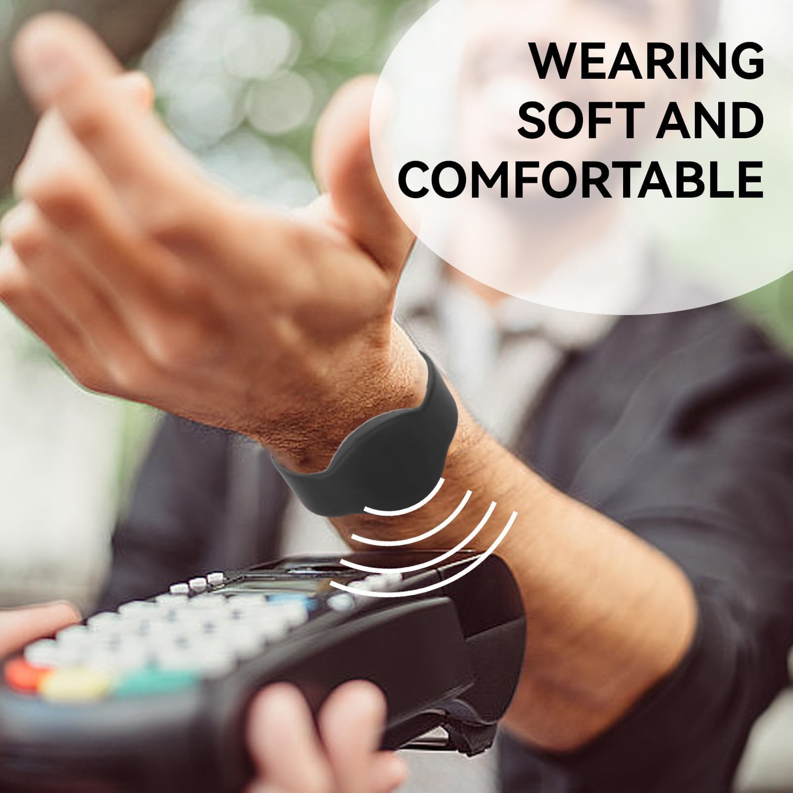 Agatige RFID Wristband, 10 Pezzi 13,56 MHz Carta D'identità Braccialetti in Silicone Scheda IC Impermeabile con Cinturino, Utilizzata per Controllo degli Accessi, Piscina, Sauna(Nero)