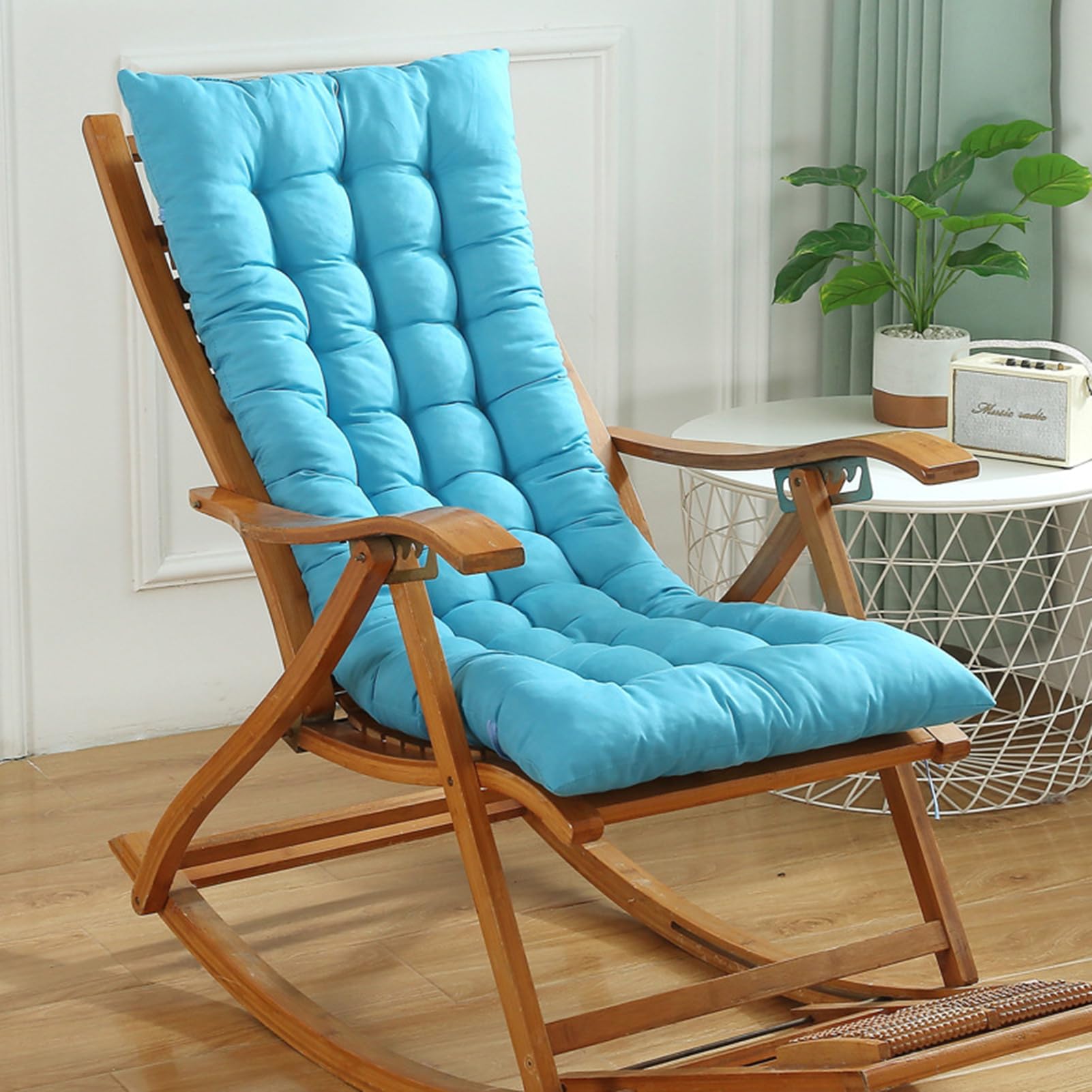 High-Back Cushions 8cm, Garden Chair Cushions High-Back 120x50 with Ribbons, Comfortable Seat Cushions Garden Furniture, Chair Cushion Indoor Outdoor Backrest Cushion,Lake Blue