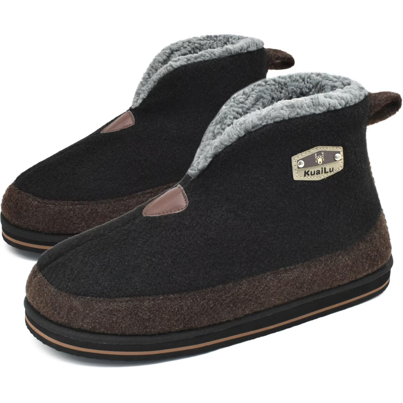 KuaiLu Pantofole Stivaletto Uomo Invernali Babbucce Calde Peluche Pelose Foderata Chiuse Pantofola Stivali Casa Comode Memory Foam Slippers con Indoor outdoor Antiscivolo Suola