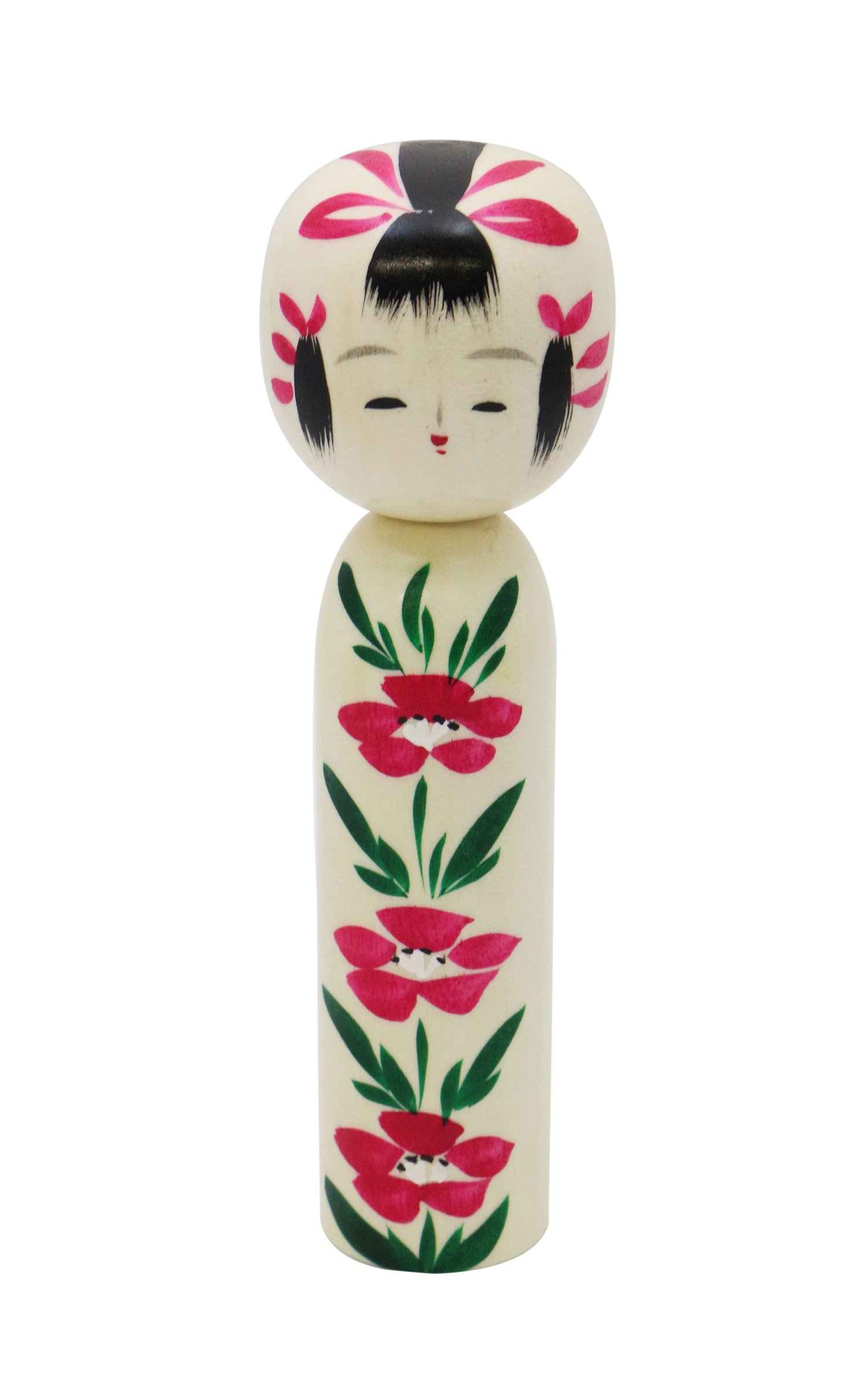 Made in Japan, Japanese Souvenir, Kokeshi 15cm (5 inches), Traditional Craft, Handmade, Camellia, Michinoku Kokeshi : Toys & Games