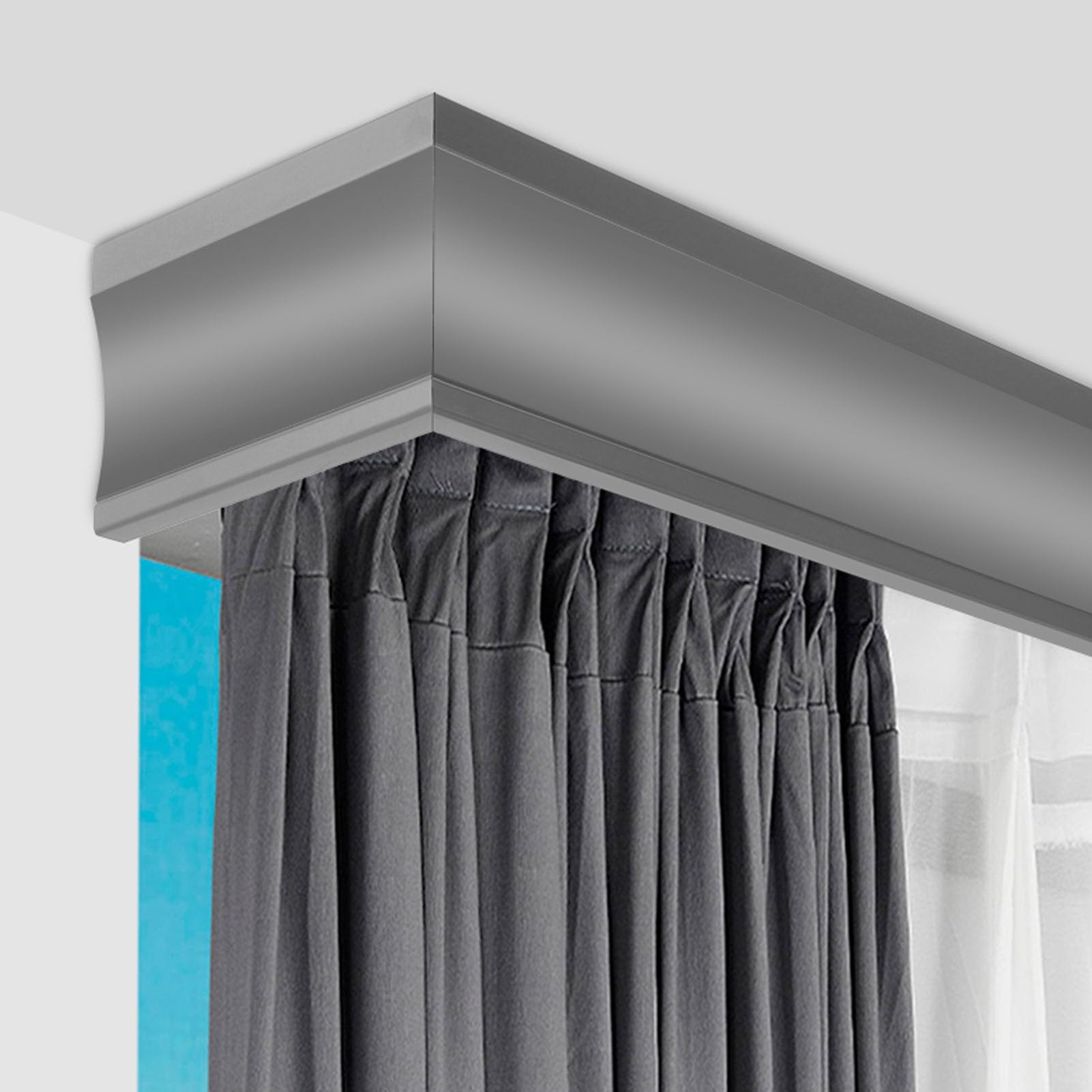 Housse de rail de rideau plafond robuste pour dissimuler un rail simple de salon