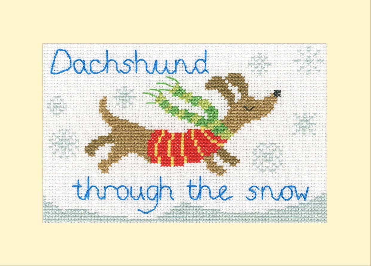 Bothy Threads Counted Cross Stitch Kit - Dachshund Through The Snow