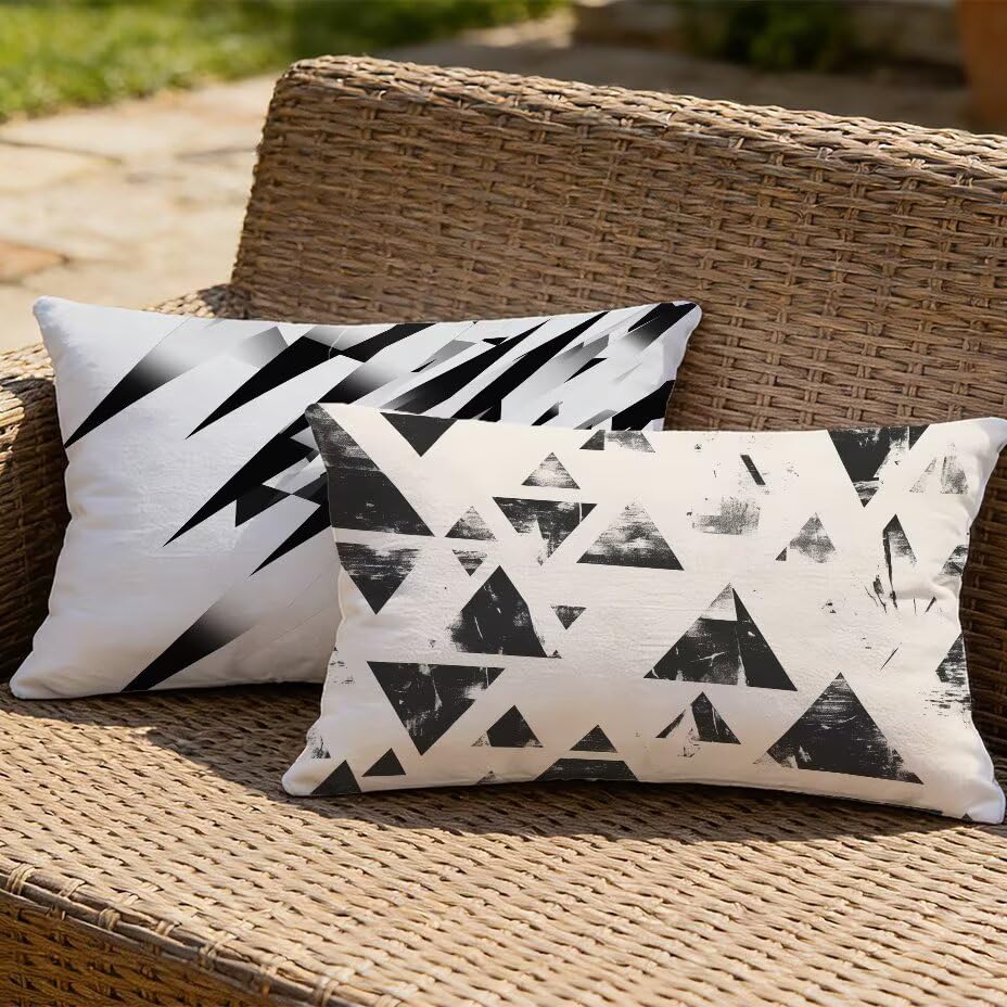 Housse de coussin de jardin effet lin beige 40x80cm de qualité premium