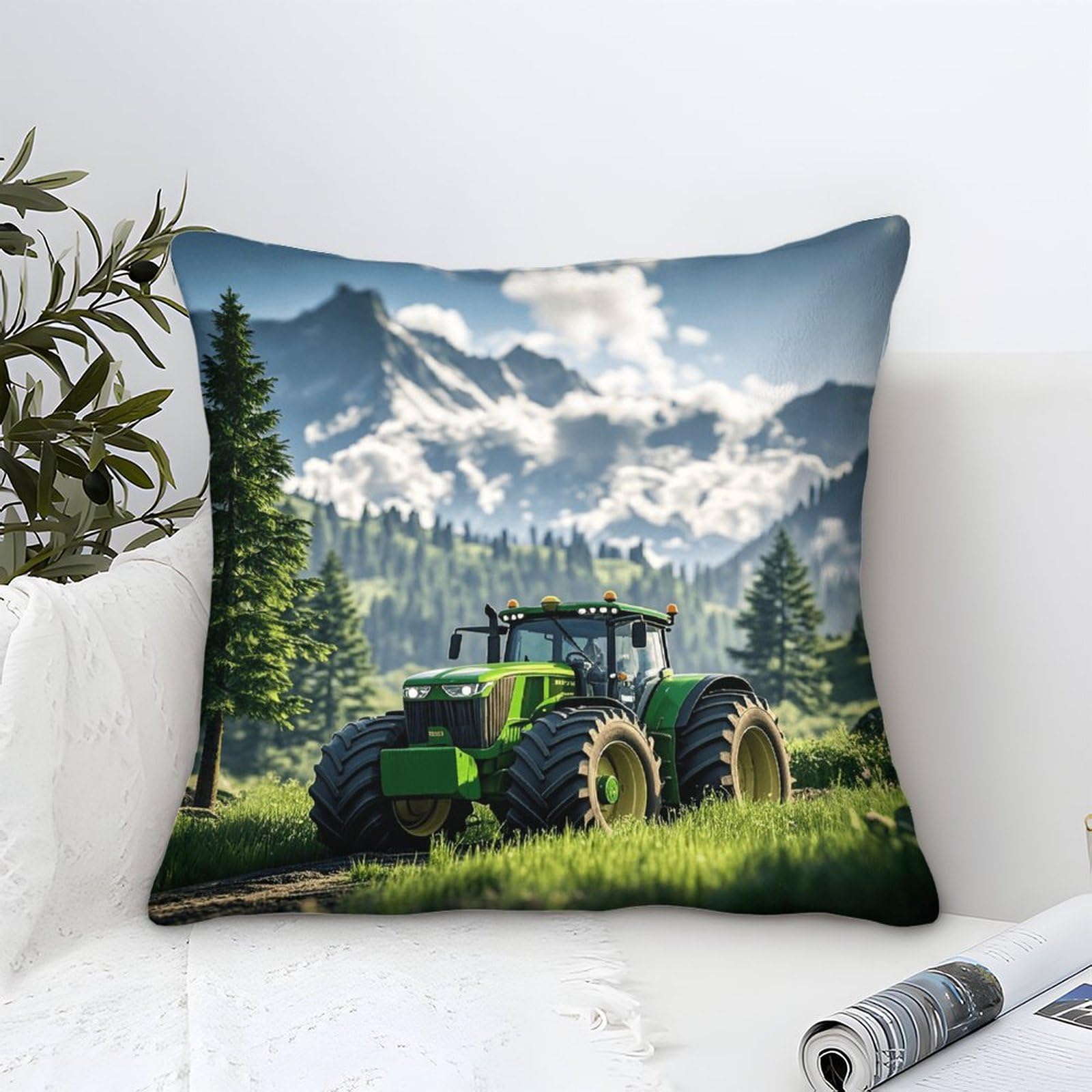 Lililaobiao Ft Tractor-2 Ft Tractor Cushion Cover Colorful Ornament Johndeer Pillow Cover Decor For Livingroom Couch Bed Sofa Decorate Throw Pillow Case Ft Tractor Gift 50X50cm
