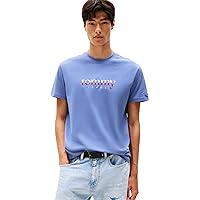 Tommy Jeans Uomo T-Shirt Maniche Corte Tee Regular Fit, Blu (Soft Sapphire)