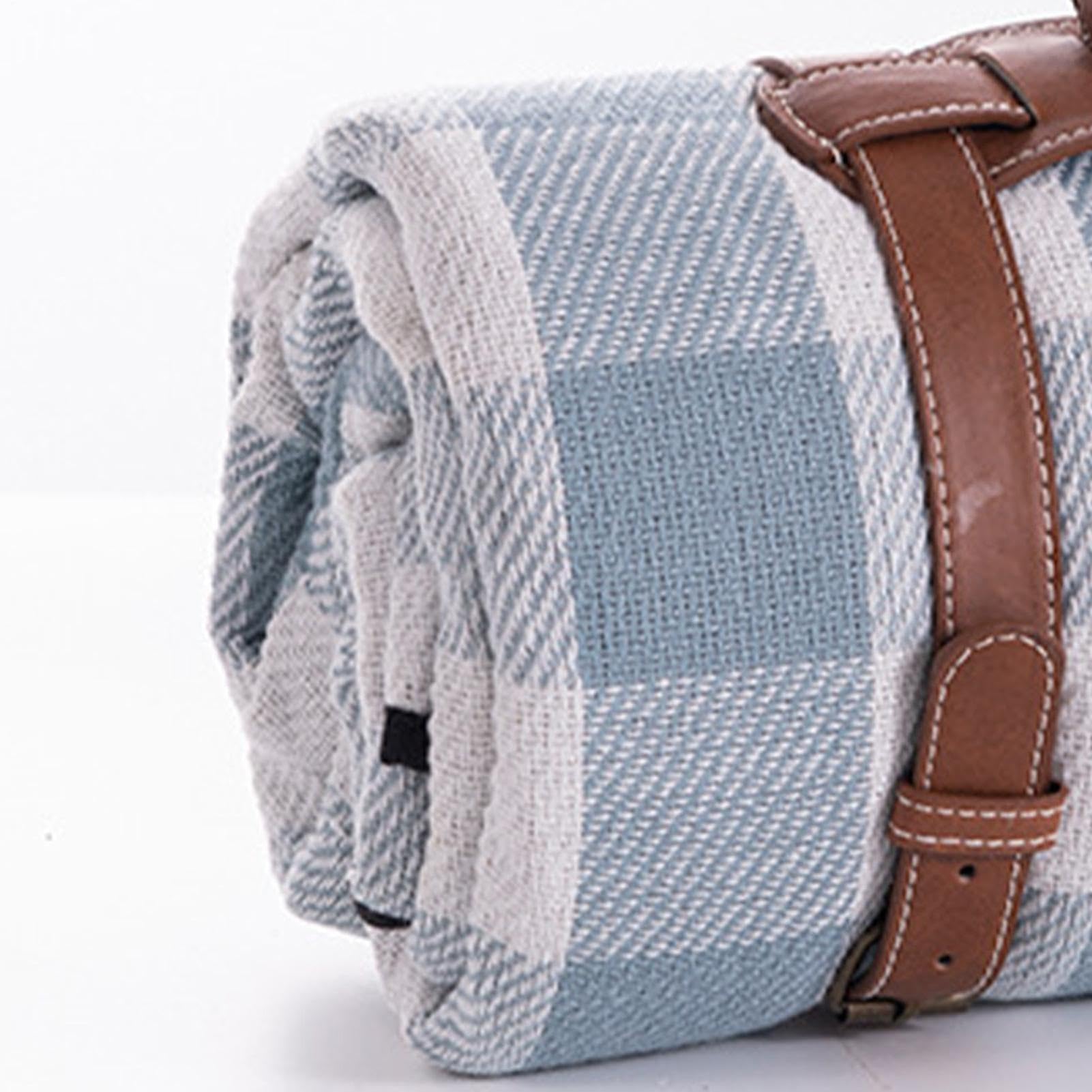 Coperta da picnic impermeabile pieghevole – 203,2 x 152,4 cm con cinturino in pelle PU lavabile, pieghevole, per picnic, campeggio, feste, spiaggia, patio, prato, giardino, erba all'aperto