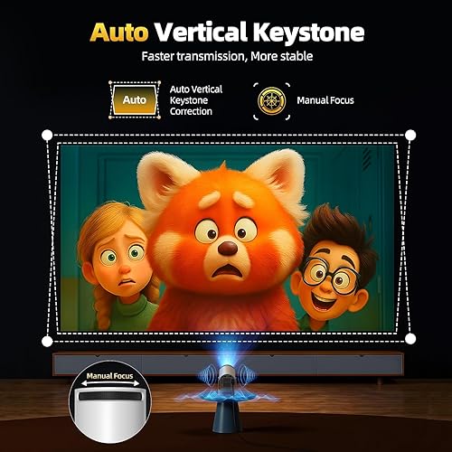 Miniatura 6 de Mini proyector con WiFi y Bluetooth, proyector 4K con altavoz base de sonido de 5 W, proyector portátil de rotación de 270 corrección trapezoidal