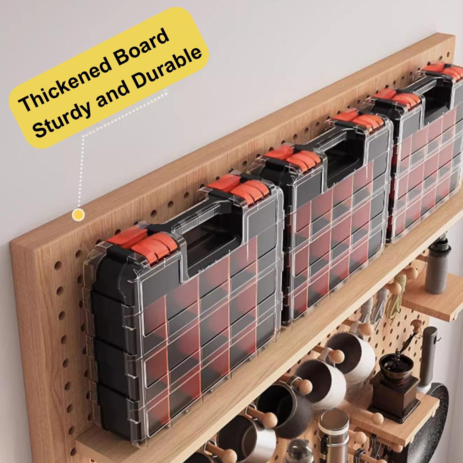 Holz-Stecktafel Zur Wandmontage, Diy-Hängeplatte, Holz-Pegboard-Kombinations-Wand-Organizer-Kit für Zuhause, Büro, Schlafzimmer(Green)