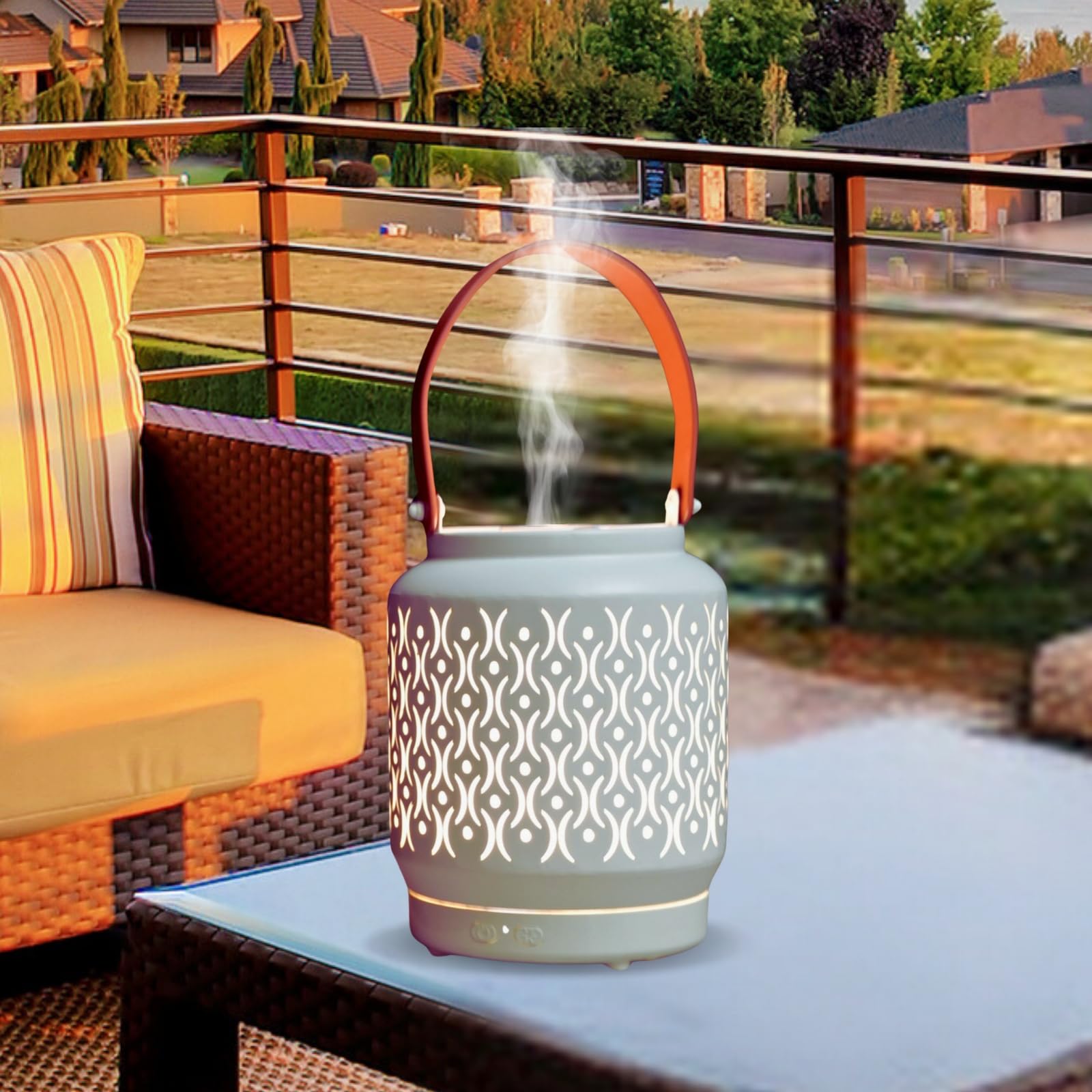 Zen’Arôme Diffuseur Ultrasonique sans Fil Madrid, Batterie Rechargeable Intégrée Autonomie 10h, Diffuseur Huile Essentielle Nomade, Diffusion Continue ou par Alternance, Éclairage LED Personnalisable
