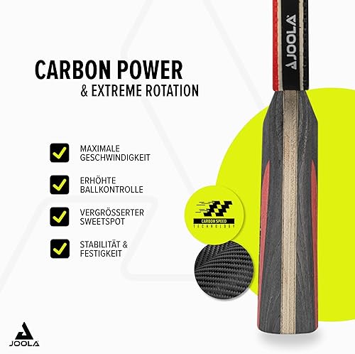 Vista 3 de JOOLA Duo Carbon - Juego de 2 palas de ping pong profesionales, tres pelotas de ping pong blancas avanzadas de 3 estrellas y estuche de transporte